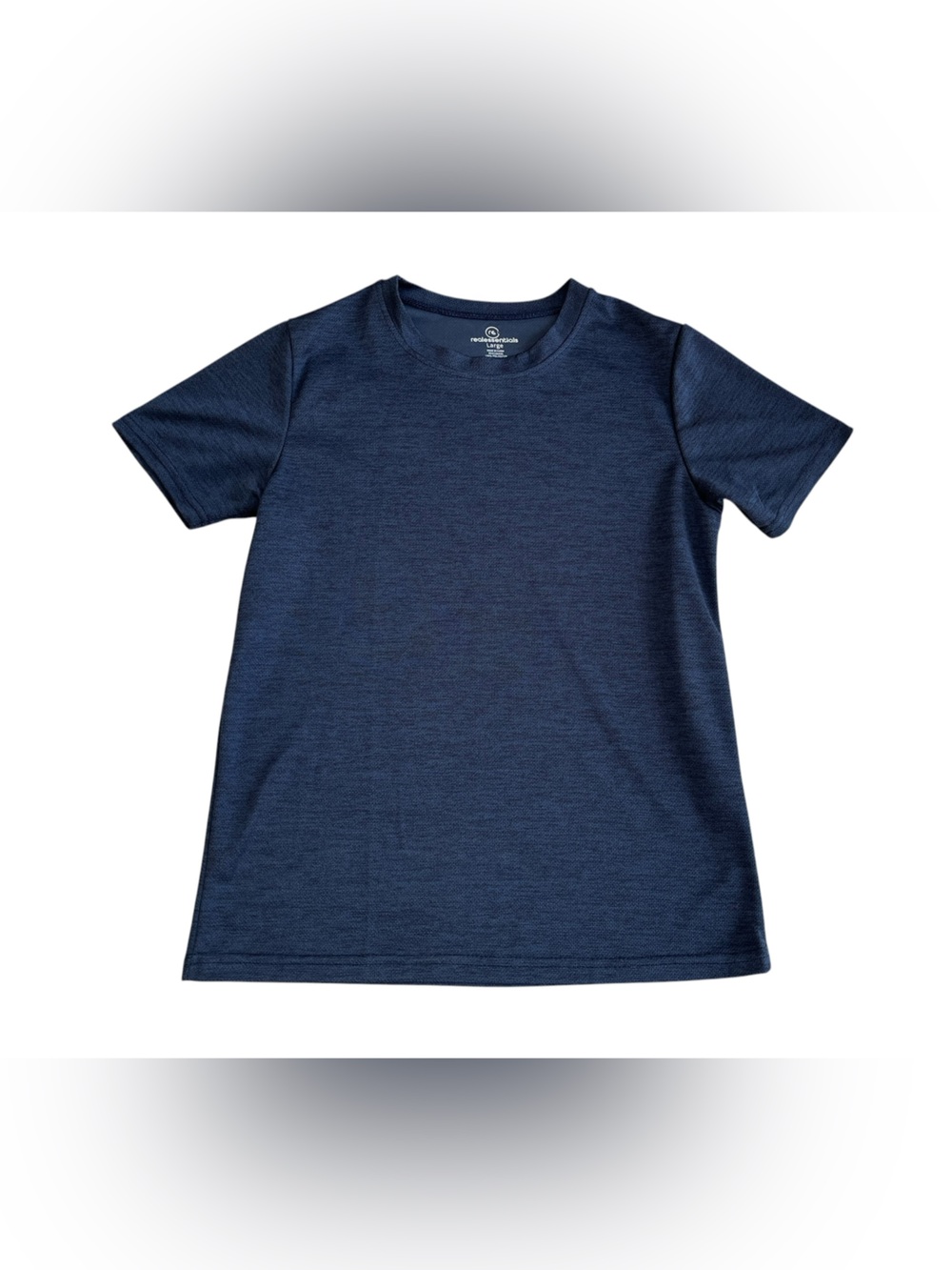 Real Essentials Classic Navy Kids' Crew Neck Tee, Size Youth Large